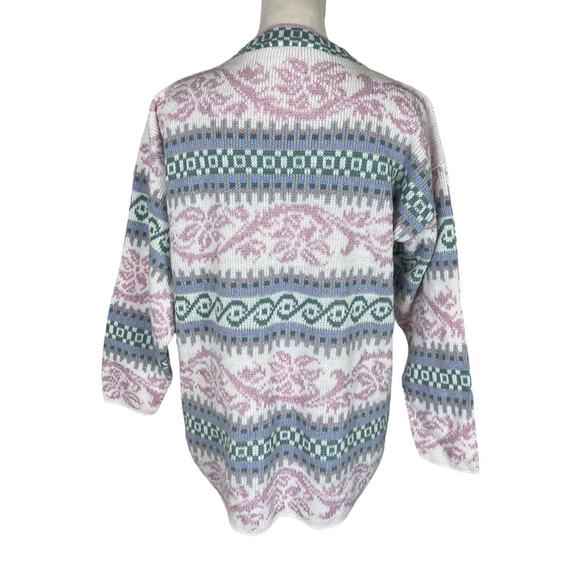 JJ Browne USA Vintage Acrylic Sweater Pink Blue White Crew Neck Size Large - Picture 4 of 7